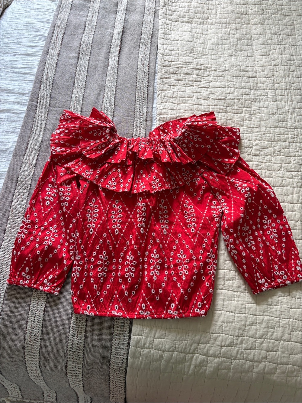 Zara Bloggers Fav - Red Ruffle-Trim Blouse - Casual Top - Picture 5 of 5